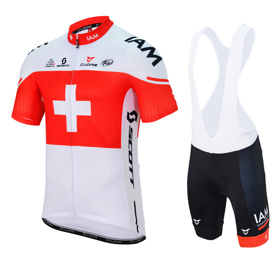 2017 Maillot iam Tirantes Mangas Cortas Rojo Y Blanco